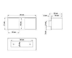 Sollux Aluminium Wandleuchte Grau eckig Up Down 2x G9 GEO< Moderne Lampen|Küchenlampen