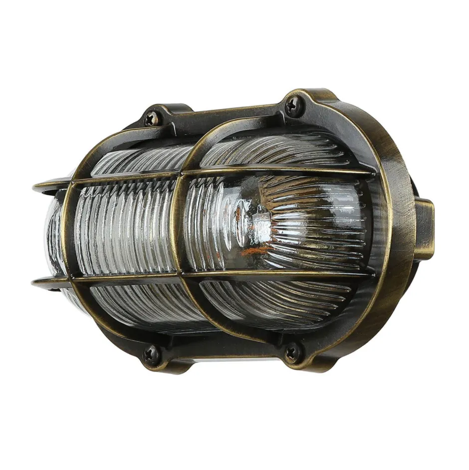 Lido Antike Außenlampe Wand Echt-Messing SKIATHOS< Rustikale Lampen|Metall Lampen