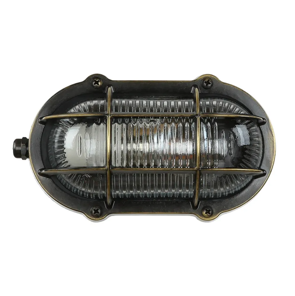 Lido Antike Außenlampe Wand Echt-Messing SKIATHOS< Rustikale Lampen|Metall Lampen