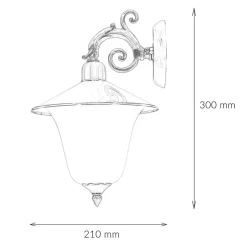 Außenwandleuchten|Rustikale Lampen*Lido Antike Lampe außen Messing Glas Rustikal ANDROS