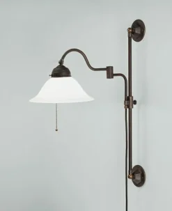 Berliner Messingleuchten Antike Wandlampe Messing Glas Kabel Stecker Schalter< Wohnzimmerlampen|Küchenlampen