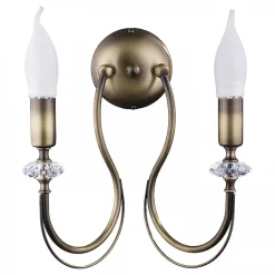 Wandleuchten|Rustikale Lampen*Jupiter Antike Wandleuchte Metall in Messing B:26 cm 2-flammig