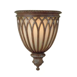 Elstead Antike Wandleuchte SERNOY in Bronze Creme H:34cm Glas< Wandleuchten|Wohnzimmerlampen