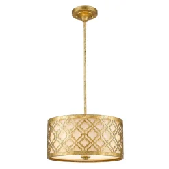 Wohnzimmerlampen|Stofflampen*Elstead Arabesque Deckenleuchte ALADYN Blattgold Antik rund