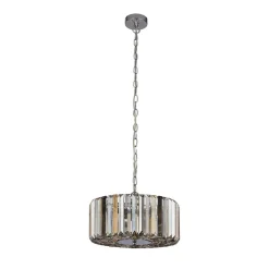 Searchlight Art Déco Pendelleuchte rund Ø 35 cm Kristall Rauchglas< Wohnzimmerlampen|Glaslampen