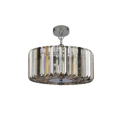 Searchlight Art Déco Pendelleuchte rund Ø 35 cm Kristall Rauchglas< Wohnzimmerlampen|Glaslampen