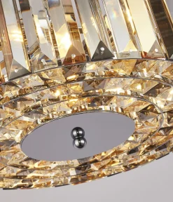 Searchlight Art Déco Pendelleuchte rund Ø 35 cm Kristall Rauchglas< Wohnzimmerlampen|Glaslampen