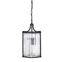 Searchlight Art Déco Pendelleuchte Schwarz Ø 26 cm Kristall 2x E14< Hängelampen|Esszimmer Lampen
