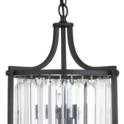 Searchlight Art Déco Pendelleuchte Schwarz Ø 26 cm Kristall 2x E14< Hängelampen|Esszimmer Lampen