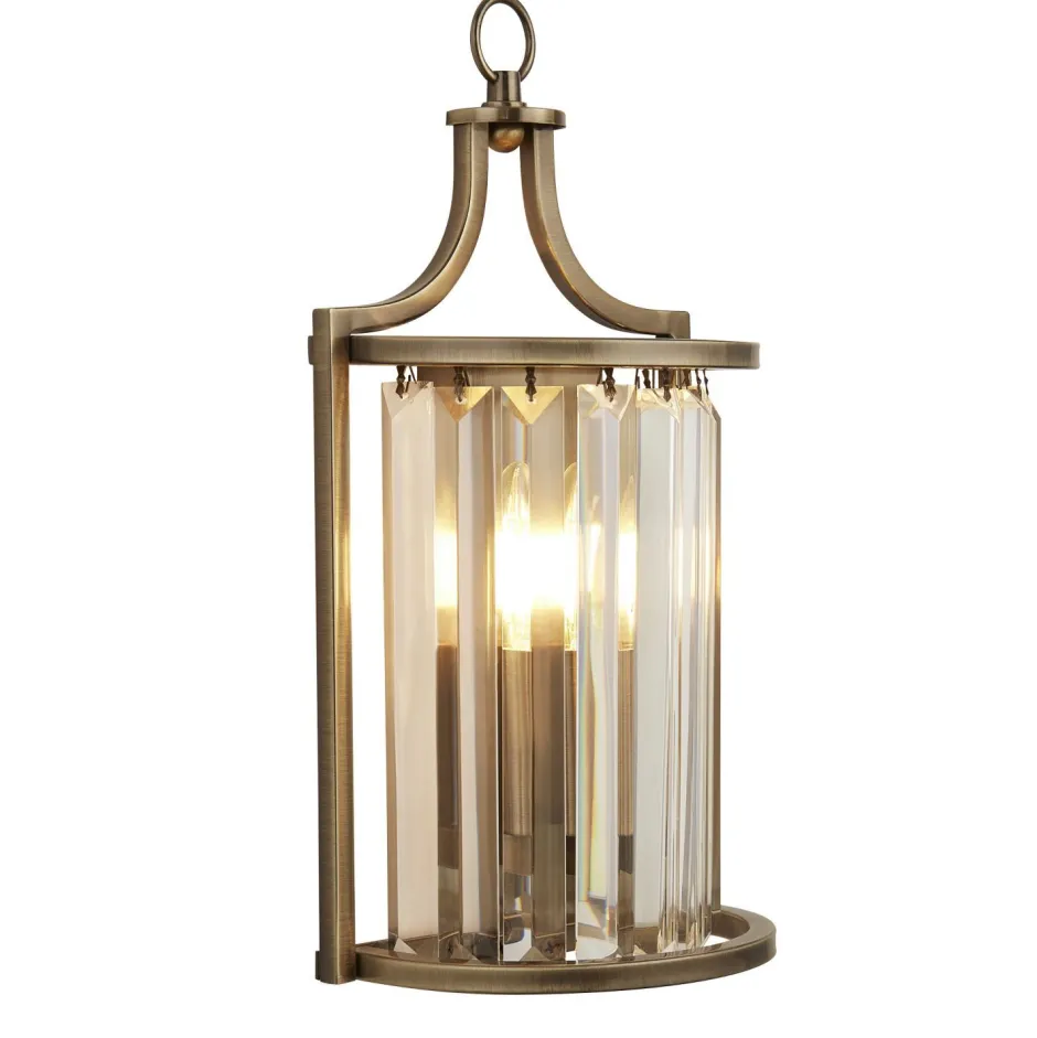 Easylight Art Déco Wandleuchte Kristall E14 H: 35 cm in Messing antik< Wandleuchten|Flurlampen