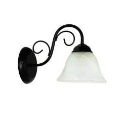 Easylight ATHEN Wandlampe Landhaus Schwarz Alabaster Glas< Glaslampen|Rustikale Lampen