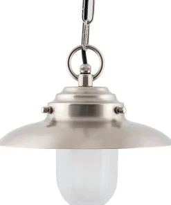 Rustikale Lampen|Messinglampen*Lido Außen Hängelampe Nickel Maritim IP54 Echt-Messing