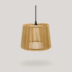 Metall Lampen|Hängeleuchten Außen*Newgarden Außen Hängeleuchte Holzschirm E27 IP44 Ø 39 cm YOKKA