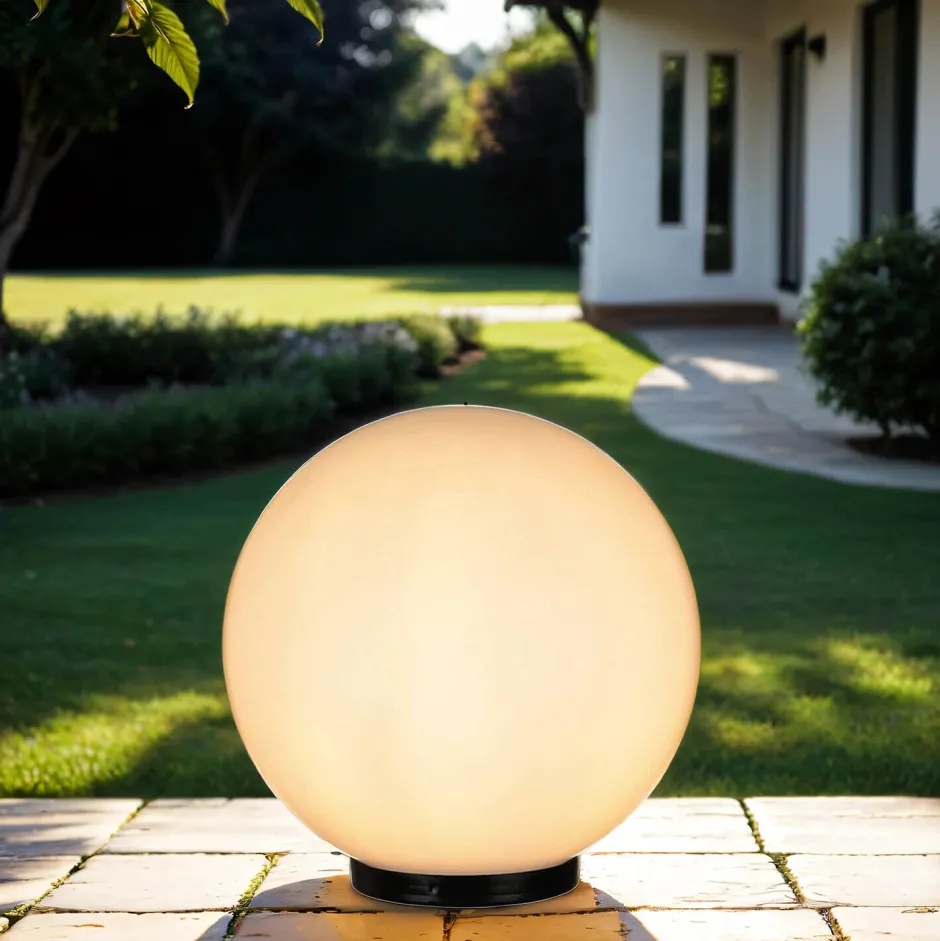SU-MA Außen Kugellampe Ø30 cm Weiß IP44 E27< Metall Lampen|Kugellampen