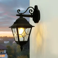 Rustikale Lampen|Vintage Lampen*Elstead Außen Laterne Schwarz Rustikal IP43 Haustür Hof