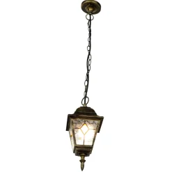Rustikale Lampen|Hängeleuchten Außen*Easylight Außen Pendelleuchte Gold Antik SALZBURG Tiffany Stil