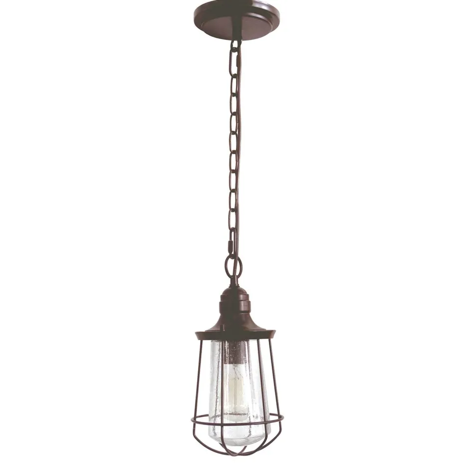 Elstead Außen Pendelleuchte in Bronze Glas Metall Ø15cm< Außenleuchten Antik|Rustikale Außenleuchten