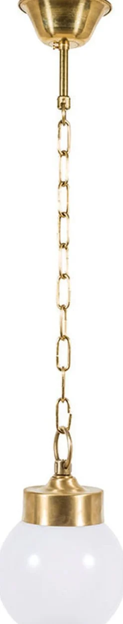 Messinglampen|Hängeleuchten Außen*Lido Außen Pendelleuchte Kugel Schirm Weiß Ø22cm Messing