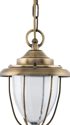 Rustikale Lampen|Metall Lampen*Lido Außen Pendelleuchte Messing Glas Maritim Garten