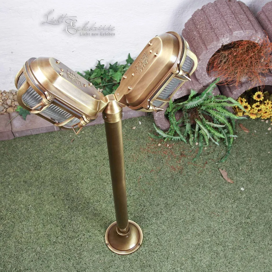 Lido Außen Stehleuchte Antik 2-flmg aus Echt-Messing< Außenleuchten Antik|Rustikale Außenleuchten