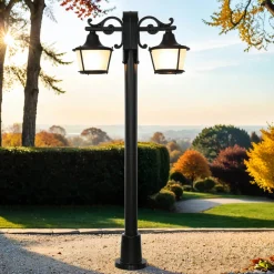 Rustikale Lampen|Wegeleuchten*Lido Außen Stehleuchte Schwarz 2-flmg rustikal OTHONOI