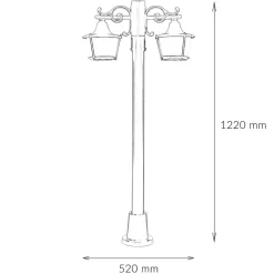 Rustikale Lampen|Wegeleuchten*Lido Außen Stehleuchte Schwarz 2-flmg rustikal OTHONOI