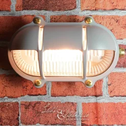 Rustikale Lampen|Metall Lampen*Lido Außen Wandlampe Grau aus Echt-Messing SKIATHOS