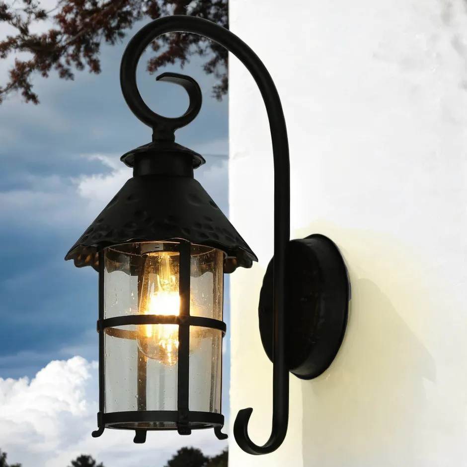 Metall Lampen|Rustikale Lampen*SU-MA Außen Wandlampe Schwarz regenfest Rustikal TOURNAI