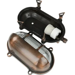 Rustikale Lampen|Metall Lampen*Lido Außen Wandleuchte Messing massiv Glas IP64 E27 Weiß