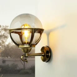 Lido Außen Wandleuchte Messing Vintage IP43 Haus Hof< Außenleuchten Antik|Außenleuchten Messing