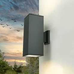 SU-MA Außenlampe Anthrazit Up Down IP54 eckig 30cm< Metall Lampen|Feuchtraumleuchten