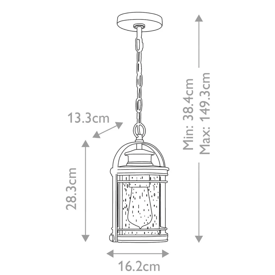 Elstead Außenlampe hängend Glas Alu E27 IP44 höhenverstellbar Maritim< Gartenlaternen|Industrie Lampen