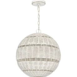 Metall Lampen|Rustikale Lampen*Elstead Außenlampe hängend Korbschirm E27 IP44 Ø 40,5 cm Weiß Antik