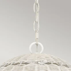 Metall Lampen|Rustikale Lampen*Elstead Außenlampe hängend Korbschirm E27 IP44 Ø 40,5 cm Weiß Antik