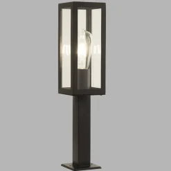 Metall Lampen|Wegeleuchten*Searchlight Außenlampe IP44 E27 45 cm Schwarz Glas Edelstahl Modern