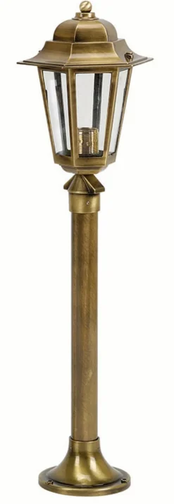 Rustikale Lampen|Metall Lampen*Lido Außenlampe Messing H:73cm Rustikal Weg Garten