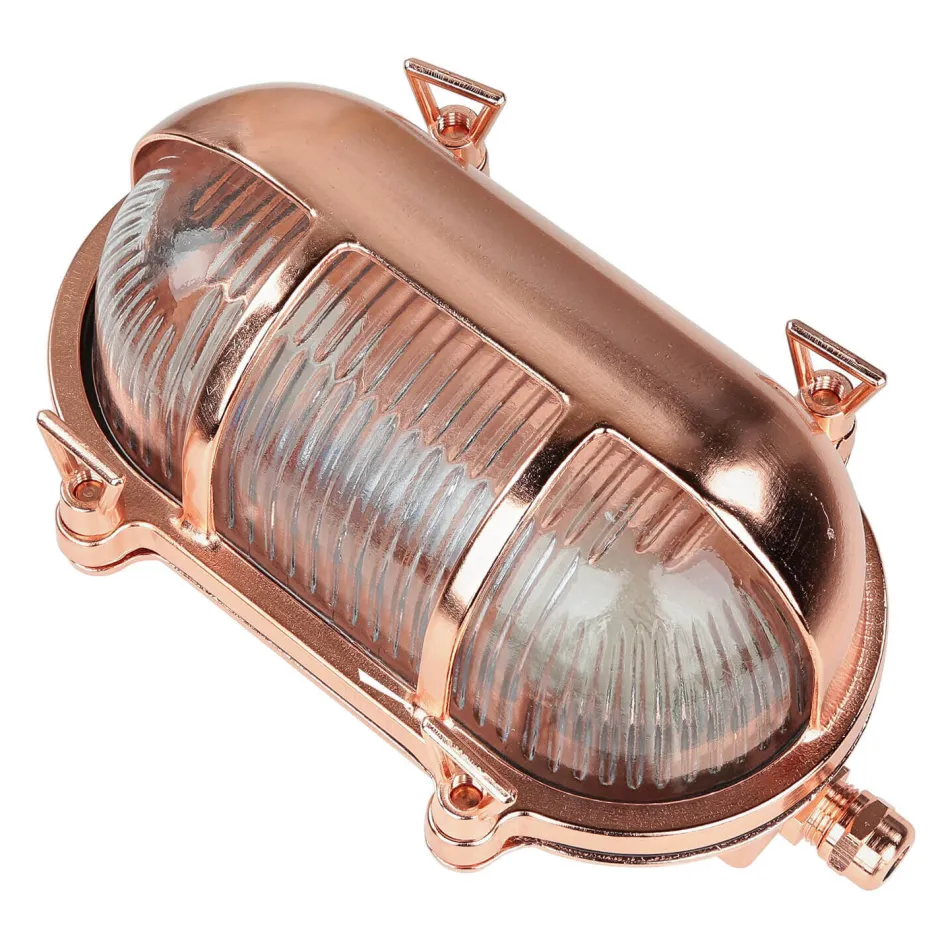 Lido Außenlampe Messing Riffelglas Maritim IP64 E27 Kupfer< Rustikale Lampen|Metall Lampen