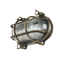 Lido Außenlampe Messing Riffelglas E27 IP64 Maritim SKIATHOS< Rustikale Lampen|Metall Lampen