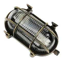 Lido Außenlampe Messing Riffelglas E27 IP64 Maritim SKIATHOS< Rustikale Lampen|Metall Lampen