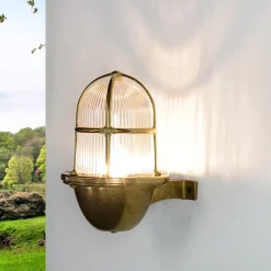 Lido Außenlampe SANTORIN echtes Messing Gitter Schirm< Außenwandleuchten|Rustikale Lampen