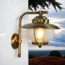 Rustikale Lampen|Metall Lampen*Lido Außenlampe Terrasse aus Messing in Antik PYRGOS