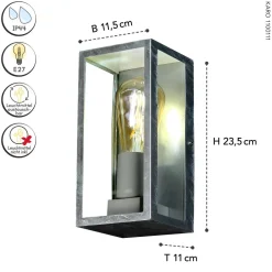 Eco-Light Außenlampe Vintage Aluminium in Zink B:11,5 cm IP44 E27< Metall Lampen|Vintage Lampen