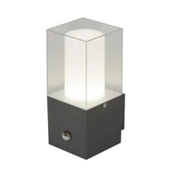 Searchlight Außenlampe Wand Bewegungsmelder IP44 Grau Weiß eckig E27< Metall Lampen|Moderne Außenleuchten