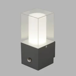 Searchlight Außenlampe Wand Bewegungsmelder IP44 Grau Weiß eckig E27< Metall Lampen|Moderne Außenleuchten