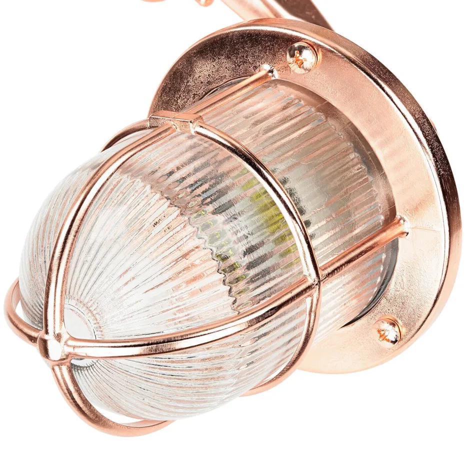 Lido Außenlampe Wand E27 IP64 in Kupfer Glas Messing Maritim< Rustikale Lampen|Metall Lampen