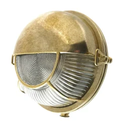 Außenwandleuchten|Feuchtraumleuchten*Andromeda Außenlampe Wand Echt-Messing Glas E27 IP64 in Messing