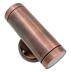 Außenwandleuchten|Rustikale Lampen*Andromeda Außenlampe Wand Echt-Messing Glas GU10 IP44 Up Down