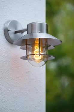 Außenwandleuchten|Metall Lampen* Außenlampe Wand Glas Aluminium in Chrom IP44 E27 Balkon