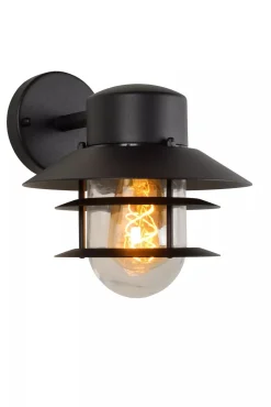 Außenlampe Wand Glas Aluminium Schwarz IP44 E27 Balkon< Außenwandleuchten|Metall Lampen