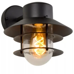 Außenlampe Wand Glas Aluminium Schwarz IP44 E27 Balkon< Außenwandleuchten|Metall Lampen